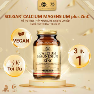 [HSD 06/2028]Viên Uống Solgar Calcium Magnesium Plus Zinc -  Hỗ Trợ Phát Triển Xương Hoạt Động Cơ Bắp Hỗ Trợ Tế Bào Thần Kinh [Lọ 100 Viên]