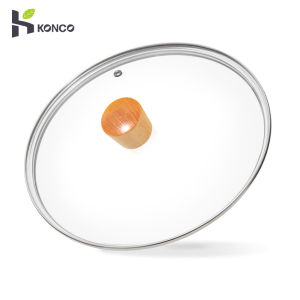 Konco Vung chảo thủy tinh Pan Bìa phổ Vung chảo trong suốt gia dụng chảo bìa chống cháy nổ nồi bền bìa gỗ hàng đầu Vung chảo 22cm/24cm/26cm/28cm/30cm/32cm