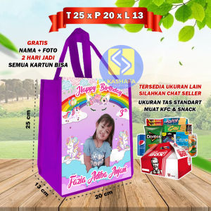 (100 PCS KFC) TAS ULTAH FREE DESAIN TAS ULANG TAHUN SIZE STANDART MUAT BOX KFC GOODIE BAG CUSTOM GRATIS NAMA DAN FOTO TAS SOUVENIR ULTAH TAS ULANG TAHUN ANAK MURAH MUAT KFC MUAT SNACK UK 25x20x13 TAS KHAJATAN TAS AQIQAH TAS KHITAN TAS MENGENANG BISA COD