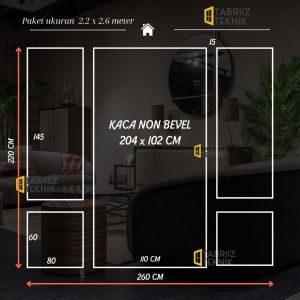Paket Wall Moulding Lebar Dinding 22 - 26 meter Include Kaca Non Bevel dan 2 Tabung Sealent SET