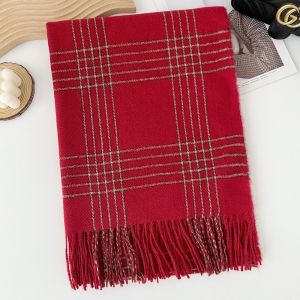 MAYIT Cashmere giả Khăn quàng kẻ sọc Viền tua rua Họa tiết kẻ sọc Khăn quàng cổ Mềm mại và ấm áp Khăn quàng cổ mùa đông Đi làm hàng ngày