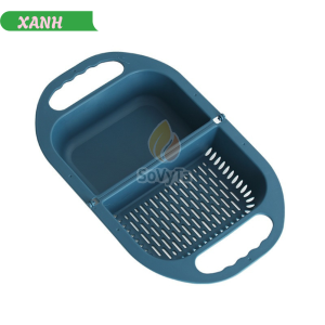 Rổ Đựng Thực Phẩm Kèm Chậu Rửa Xếp Gọn -Rổ Rửa Rau Gấp Gọn Đa Năng Có Ngăn Chia -Rổ Gấp Rửa Thực Phẩm 2 Ngăn Tiện Dụng