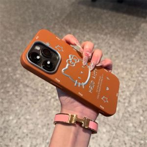 Phone Case For VIVO Y21D Y100 Y20 Y30G Y21G Y35 Y20A Y20G Y20S Y02A Y70 Y90 Y1S Y91C Y93S Y21 Y21S Y33S Y22S Y22 Casing VIVO Y36 Y27S Y27 Y30 Y30i Y51 Y51A Y31 Y53S Y51 Y33 Y51S Cartoon Kitty Leather Soft Case Cover PWJK1007A