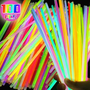 100Pcs Party Light Glowing Stick Supply / Bendable Fluorescent Necklace Bracelets / for Bar Festive Concert Party Decorations