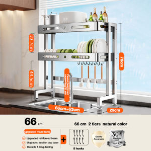 BMZAR Stainless Steel Over Sink Dish Draining Rack Multi Functional Storage Kitchen Rack for Dishes And Utensils