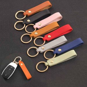 MYTHIS Simple PU Leather Keychain Creative Blank Metal Key Rings Party Car Key Chains Accessories