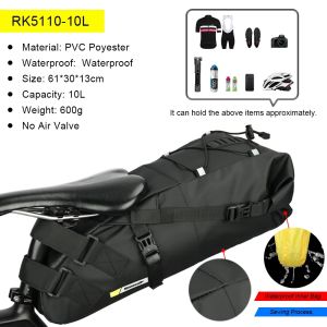 Rhinowalk Bike Bag Waterproof 10L13L Bicycle Saddle Bag Cycling Foldable Tail Rear Bag MTB Road Trunk Bikepacking Outdoor Travel