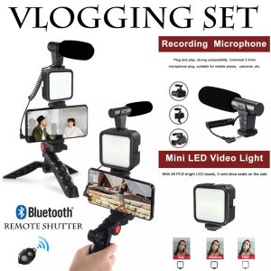 Vlogging KIT Paket Vlog 5in1 AY49 LED Light Tripod Phone Holder Microphone Remote Shutter Complete Set Vlogging Microphone Bundle Paket Lengkap Vlogger