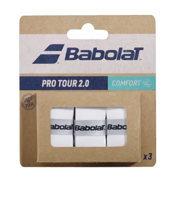 Babolat Pro Tour 2.0 Comfort Tacky Overgrip Tennis Squash Badminton White / 0.6mm (3 Piece Pack) / New Packaging