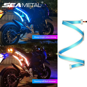 12V Motorcycle Turn Signal Lights Flexible Led Light Strip 30/45/60cm DRL LED Dual Color Daytime Running Lights
