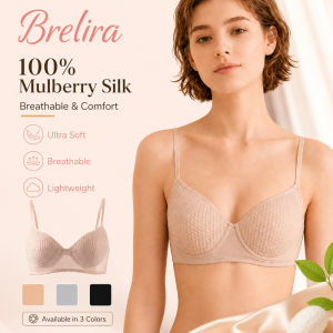 【Brelira】Silk Wireless Bra Comfortable Breathable Push Up Bra Mesh Cup Lightweight Underwear Soft Gather Support Lingerie For Women