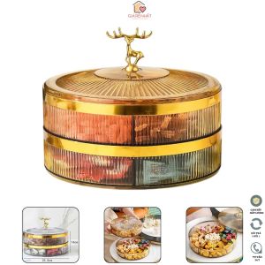 Khay mứt tết 2 tầng cao cấp phong cách Bắc âu đẹp sang trong Đựng bánh kẹo trang trí bàn tiệc Kích thước 14x26Cm