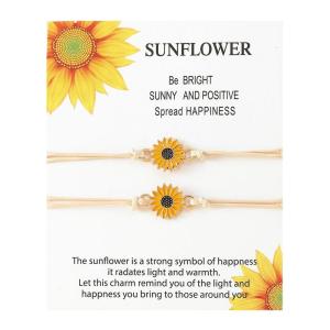 2-Piece Sunflower Bracelets Promise Bracelets Friendship Couple Distance Matching Graduation Bracelet Bohemia