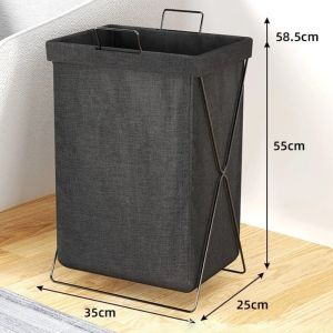 50L Foldable Laundry Basket Metal Frame Handle Large Capacity Dirty Clothes Hamper Bathroom