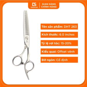 Kéo tỉa tóc Daesung DHT-263 lưỡi thẳng quai offset tỷ lệ rơi tóc 15%-20% thẳng size 6.0 inches