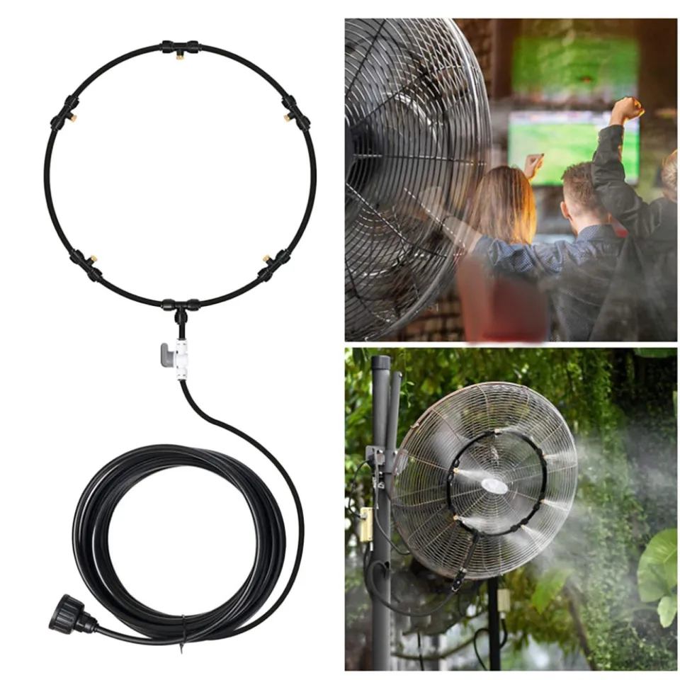 Fityle Outdoor Misting System Fan Cooling Kit DIY Water Mister Fans Water  Fog Sprayer with Mist Nozzles Water Mist Nozzle Mist Sprayer