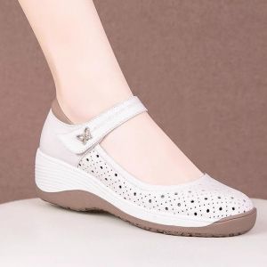 [Free Shipping] WomenS Summer New Hollow-Out Closed-Toe Sandals Korean Style Versatile Thick-Soled Height-Increasing Strap Sandals