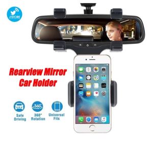 🔥Ready Stock🔥 Easy Install Universal Car Rearview Mirror Phone Holder Mount Universal GPS Smartphone Stand Bracket Car Mount With Ready Stock