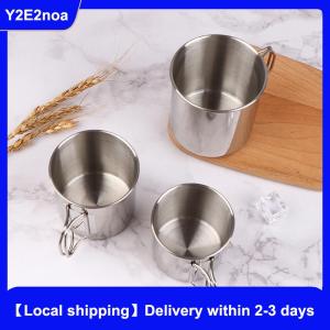 【Local shipping】 1Pc Stainless Steel Folding Handle Cup Portable Carabiner Cup Outdoor Camping Cups for Home Outdoor Camping Accessories