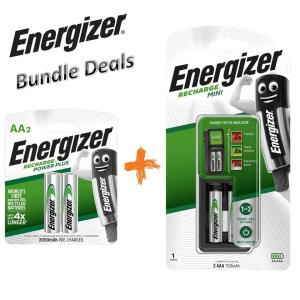 (Bundle Deals) Energizer Recharge Mini Charger CH2PC4  + Recharge Power Plus AA (2pcs)