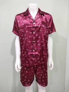 AO Clothing Shop ชุดนอนผ้าซาติน รอบอก46นิ้ว ชุดนอนแขนสั้นขาสั้น ชุดนอนไซส์ใหญ่ ชุดนอนผู้ชาย