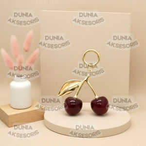 Asesoris Tas Variasi V007 CHERRY / Gantungan Tas / Keychain - EMAS MUDA - Aksesoris Tas (IMPORT)
