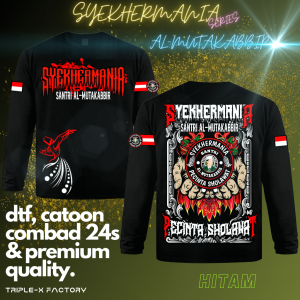(SMB20)KAOS MAJELIS SYEKHERMANIA"SANTRI AL-MUTAKABBIR"LENGAN PANJANG UKURAN ANAK DAN DEWASA"FREE STIKER"