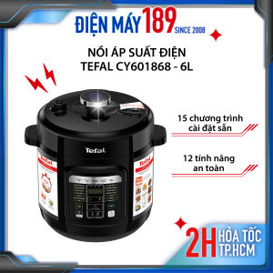 Nồi áp suất điện Tefal CY601868 - Dung tích 6L 15 chương trình nấu công suất 1000W 15 chức năng nấu van xả an toàn 4 phụ kiện đi kèm - an toàn - bảo hành 2 năm- chính hãng
