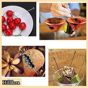 [Hilldora] 4PCS Stainless Steel Cocktail Sticks Fruit Sticks Reusable Drink Martini Picks