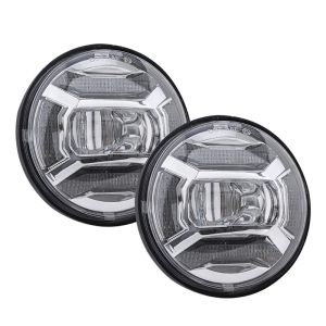 4-1/2" 4.5inch Motorcycle Led Fog Light Spot Fog Passing Light Lamp with DRL Halo Angel Eyes for Harley Touring Electra Glide