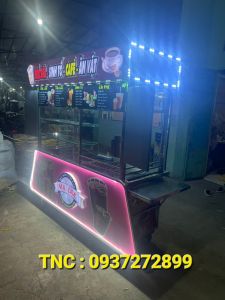 Xe bán hàng inox dày dặn dùng cho quán trà sữa mẫu thiết kế theo yêu cầu  đẹp giá tốt kích thước 1m6 x60 x1m9 : 0937.272.899