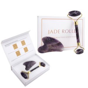 DECINIEE 1 Pcs Natural Jade Massager Guasha Board Scraper Purple Crystal Face Lift Massager GuaSha Scraping Massage Anti-wrinkle