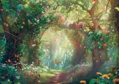 Enchanted Forest Backdrop 5x3ft - Galaxy Starry Sky With Green Meadow Photo Background