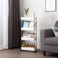 Home 4 Tier Utility Cart Rolling Cart White Office Wheels Metal Storage Cart Rolling Utility Cart Hooks Bathroom Cart Adjustable Shelves Mobile Storage Organizer. 