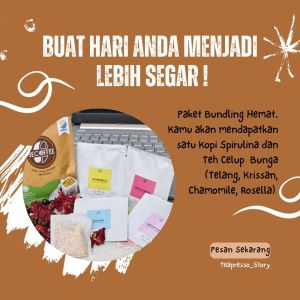 Harmony Bundling : Teh Celup Telang Krissan Chamomile Rosella + Becoffe Kopi Spirulina (Free Pouch Eksklusif)