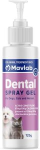 Mavlab Dental Spray Gel for Dogs Cats and Horses 125g Active Constituent Chlorhexidine Gluconate 67mg/100g.