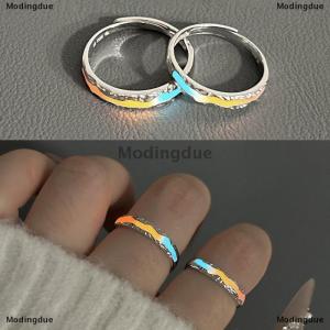 [COD] Modingdue Luminous Rainbow Couple Rings Open Rings For Women Men Adjustable Couple Rings Jewelry Gift