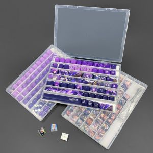 XHLXH Dustproof PC Keycaps Storage Box with Paper Dividers 77 1U Keys Keycaps Package Organizer High-quality Space-saving Clear Keycaps Case Mechanical Keyboard
