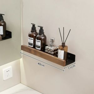 Walnut Bathroom Storage Rack / Multi-functional Kitchen Toilet Shelf / Wall Mounted Storage Floating Shelf