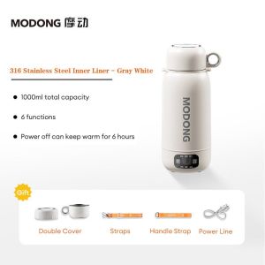 MODONG 1000ML Car Thermostatic Kettle 316 Stainless Steel Portable Kettle Thermostatic Heating Kettle Outdoor Travel Thermos Cup 车载水杯