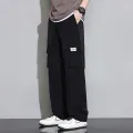Celana Cargo Panjang Pria Korean style loose pants celana Olahraga Sport Jogging Big Size baggy pants Oversize longgar Celana training keren murah celana jumbo celana banyak kantong sweatpants quick dry cargo hitam. 