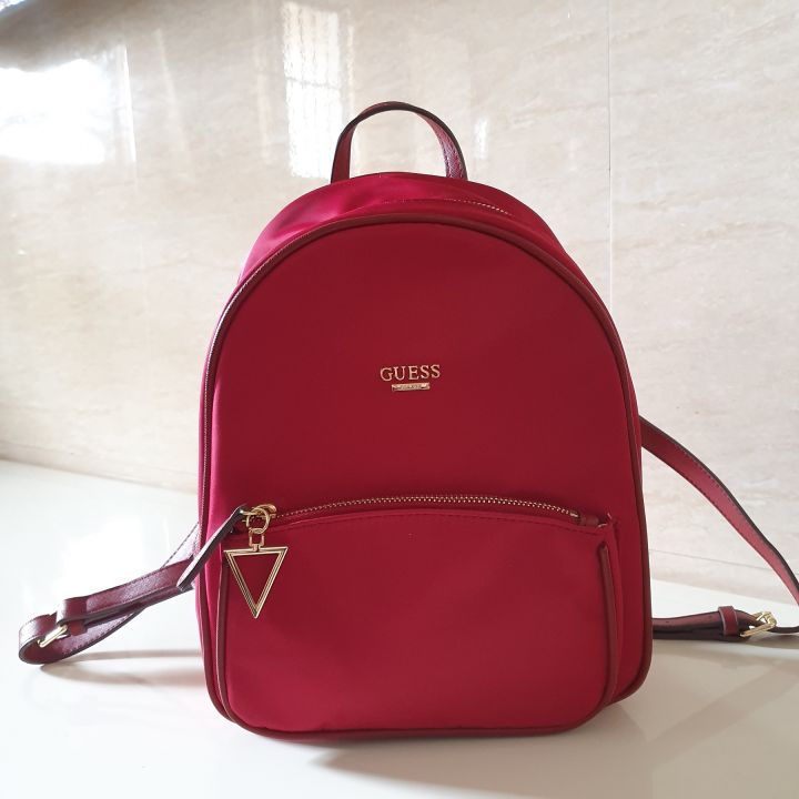 Original Guess Rock Beat Nylon Women s Backpack Plain Red Lazada PH