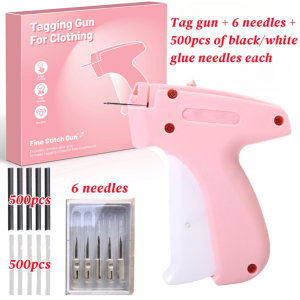 (Free Gifts) Quick Clothing Fixer Clothes Labeling Gun with 6 Needles and 1000Pcs 8mm Pins Mini Stitch Hemming Tool Garment Sewing Machine Kit 缝纫机
