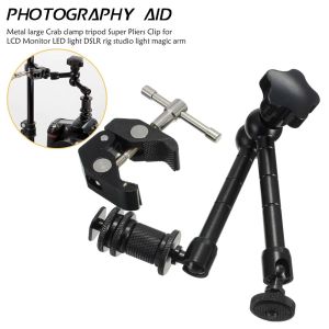 LMS70 SLR DSLR Photo Studio Camera Flash Metal LED Light Mounting Monitor Magic Articulated Arm 11 Inch Super Clamp Magic Arm