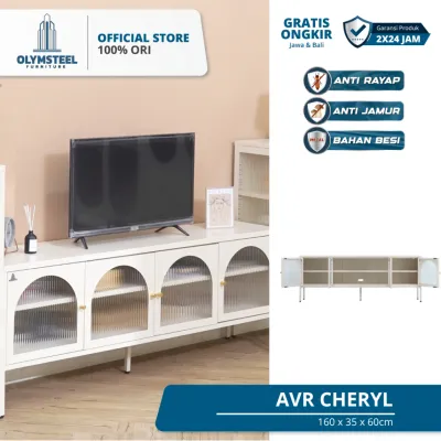 Olymsteel AVR Cheryl / Meja Rak TV Besi Beige / Cream