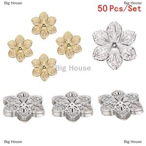 [COD] Big House 50Pcs Set Filigree Flower Crafts Charms Connectors DIY Pendant Jewelry Findings