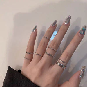 【Bestella✨COD】7PCS Emas Perak Paduan Titanium Cincin Tidak Pudar Aksesoris Fashion Korea cincin titanium anti luntur