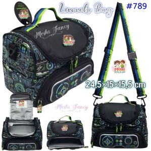 Lunch Bag Double Decker Virtual Game / Tas Makan Selempang Virtual Game / Tas Bekal Anak Dino Anak Laki-Laki Boy/ Lunch Box Dino Game - Lunch Bag Virtual Hijau