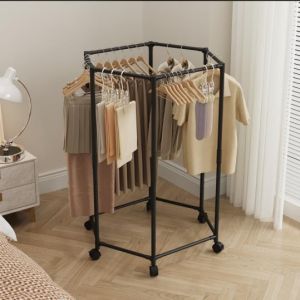 NO DRILL WONDER Hex Foldable Rack Balcony Dry Upgrade Dorm Quilt Rod Heavy Space Pro Organizer Rod System