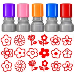 GIORGIONE DIY Drawing Toy Rewards Flower Stamp Students Rewards Self Inking Teacher Review Stamp Cute Encouraging Star Grading Stamp Teacher